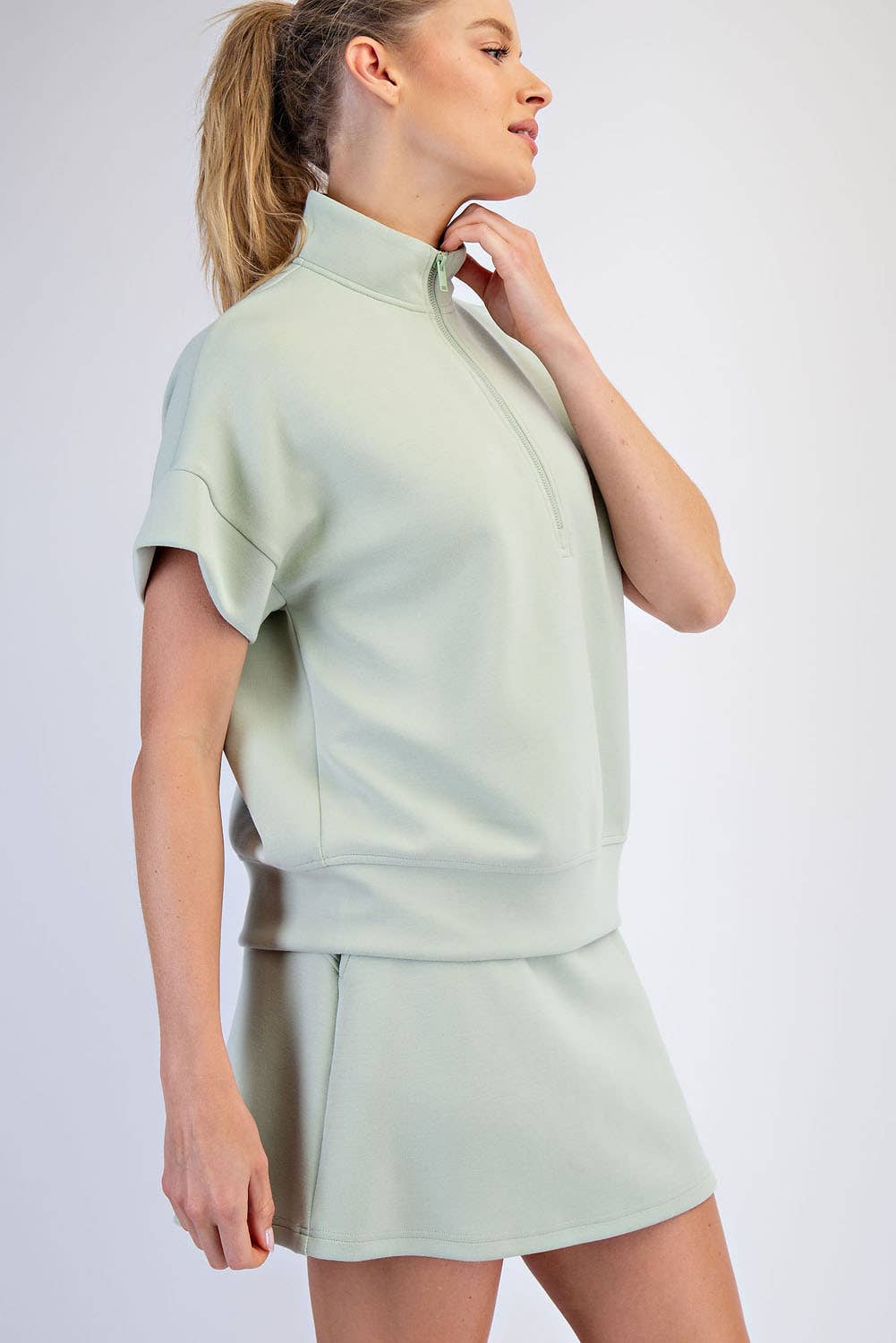 Rae Mode - MODAL SCUBA QUARTER ZIP SHORT SLEEVE TOP