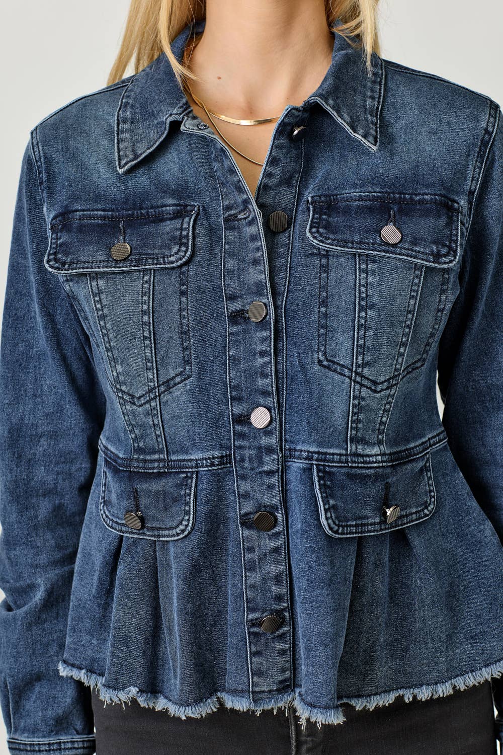 Alex Washed Denim Peplum Jacket