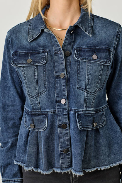 Alex Washed Denim Peplum Jacket