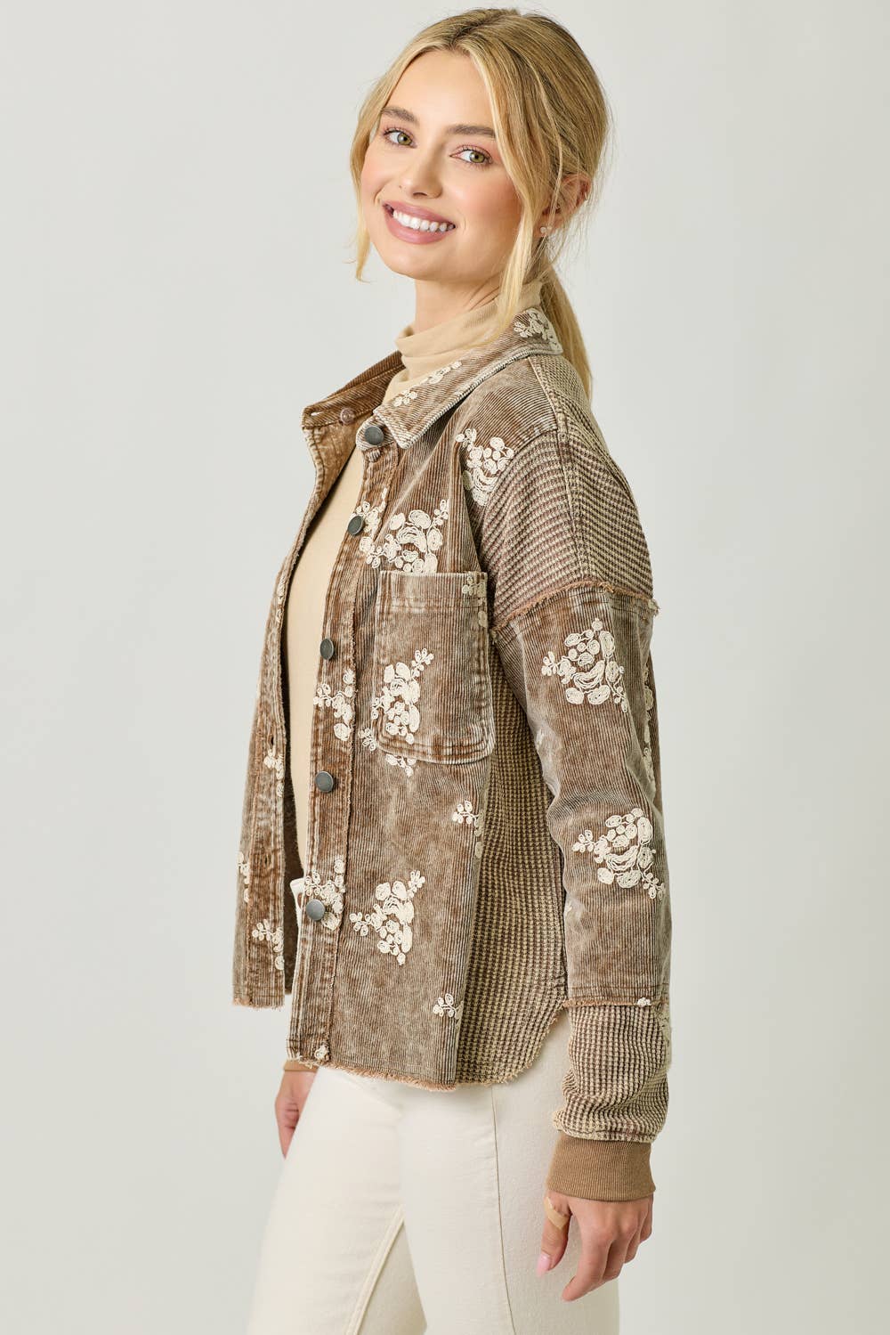 Festive Flower Embroidery Hoodie Jacket
