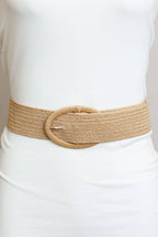 Raffia Oval Buckle Belt: Black