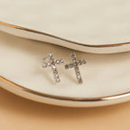 Howard's - Waterproof Earrings Pave Cross Stud Gold & Steel Narelle