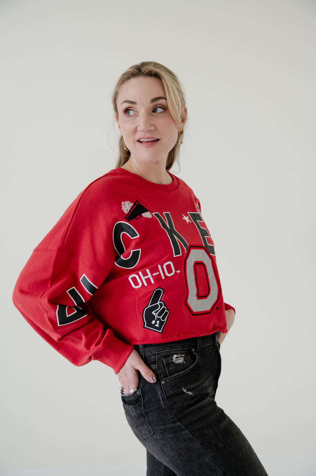 Gameday Social Apparel Co.® - Ohio State Patched Up Cropped Longsleeve