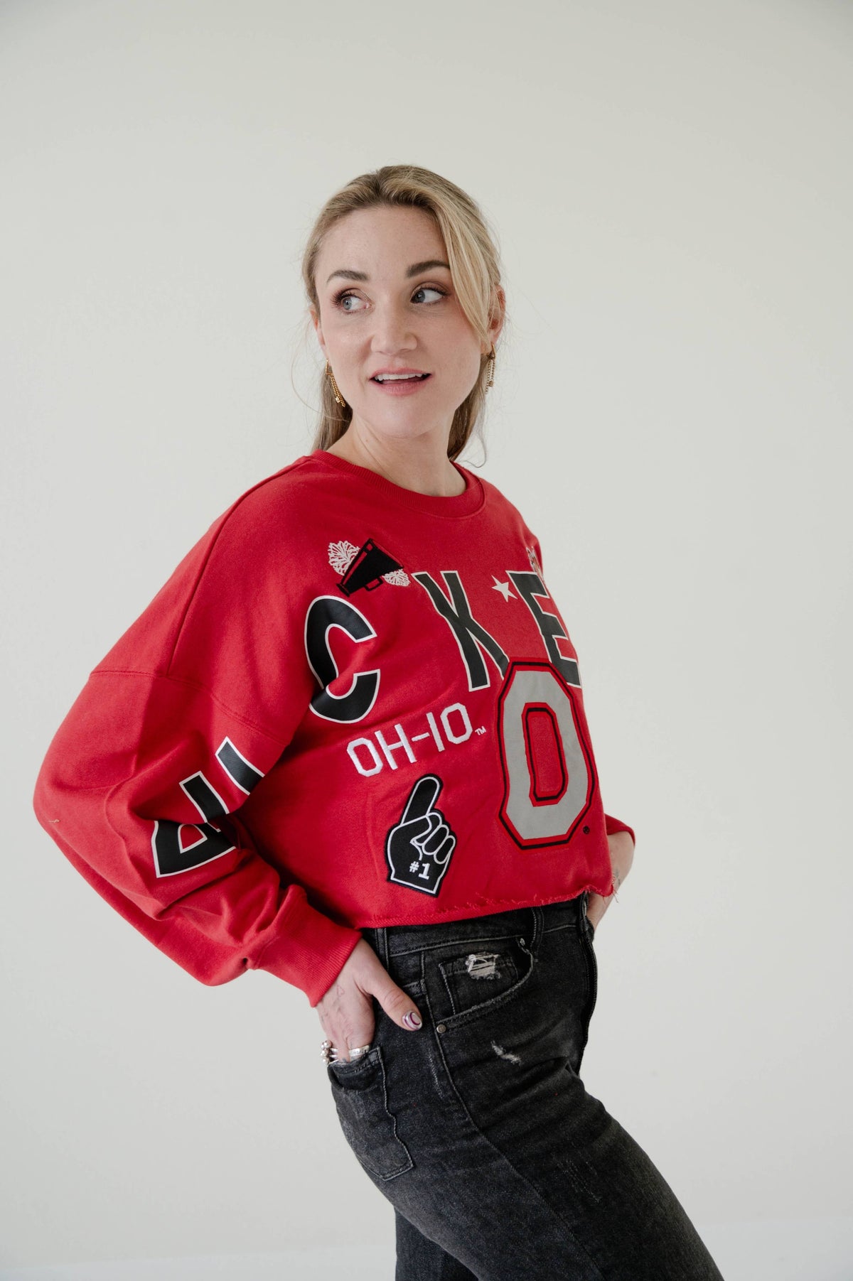 Gameday Social Apparel Co.® - Ohio State Patched Up Cropped Longsleeve