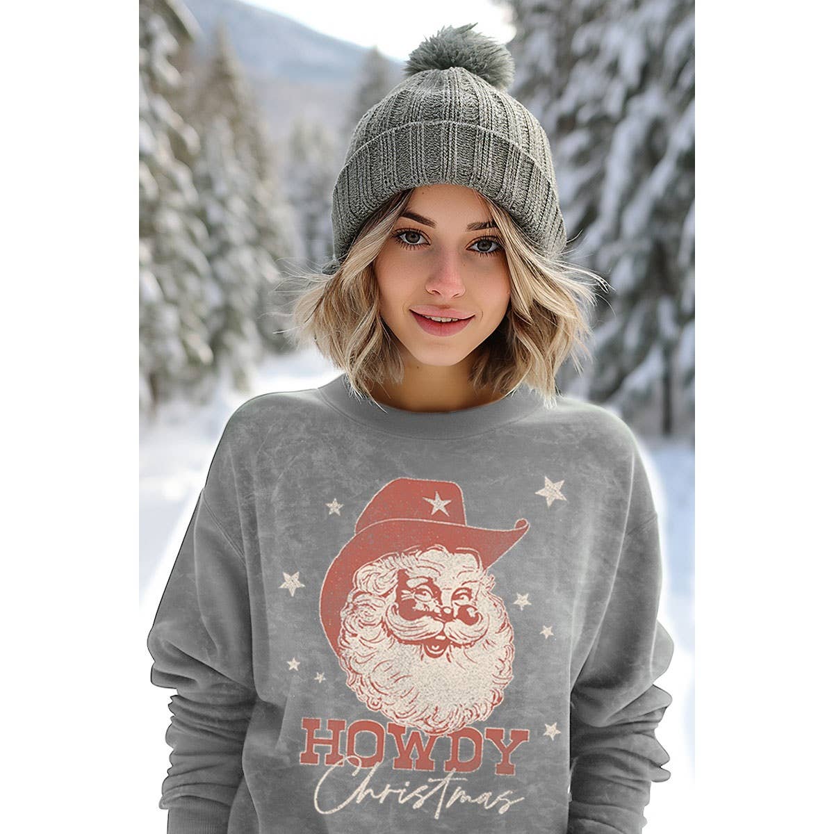 HOWDY CHRISTMAS MINERAL GRAPHIC SWEATWHIRTS