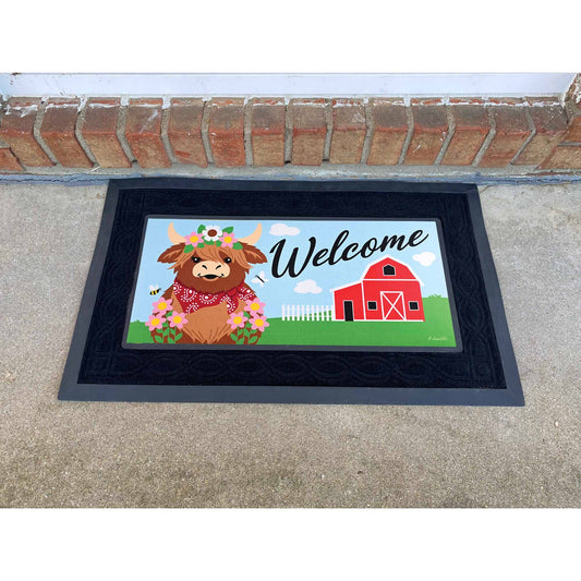 Doormat Insert Welcome Highland Cow