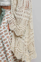 Pol Clothing - Weave Pattern Solid Thin Acrylic Sweater Open Cardigan SALE