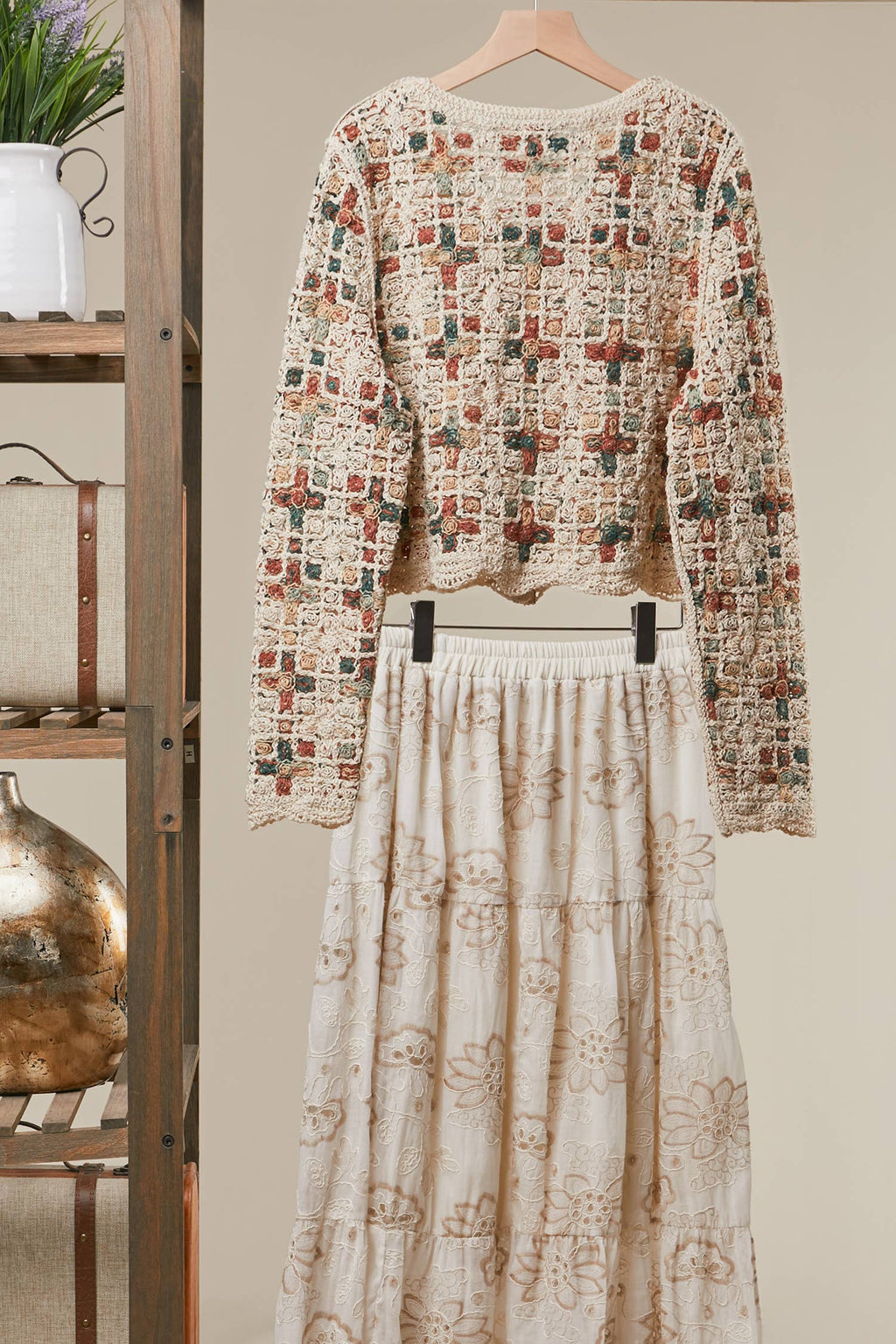 Mello. - Boho Patchwork Crochet Button Cardigan