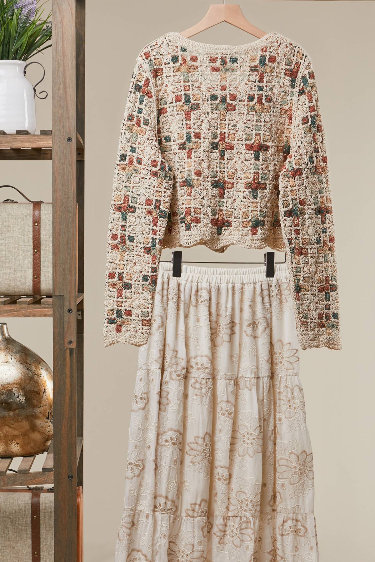 Mello. - Boho Patchwork Crochet Button Cardigan