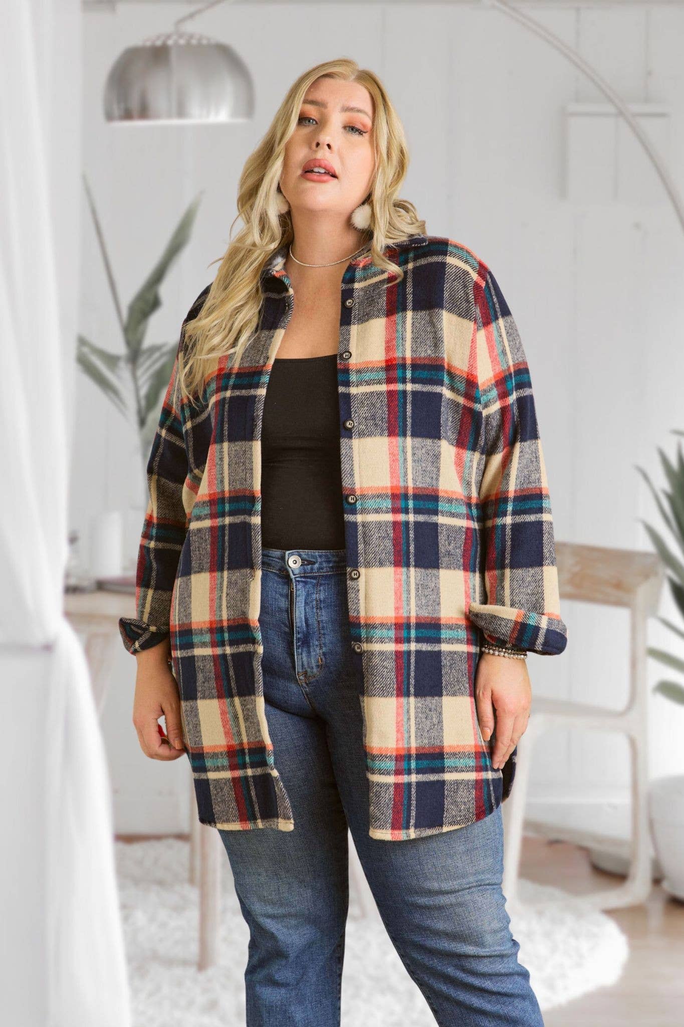 Pretty PLUS CHECK SHIRTJACKET LONG SLEEVE