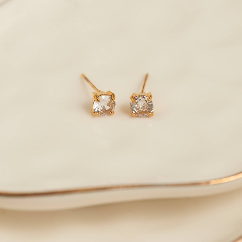 Howard's - Waterproof Earrings 5mm Round Cubic Zirconia Stud Narelle