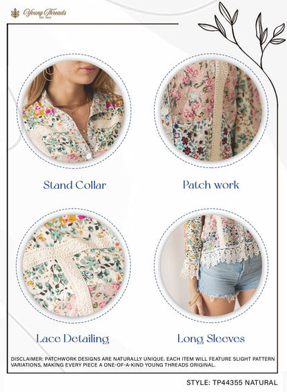 Young Threads - Earthy Boho Button Down Cropped Shirt