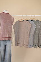 Two Tone Ribbed Knit Sweater Vest