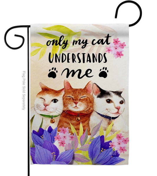 Two Group Flag Co - My Cat Understand Animals Floral Decor Flag