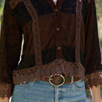 Young Threads - Earthy Boho Button Down Cropped Shirt