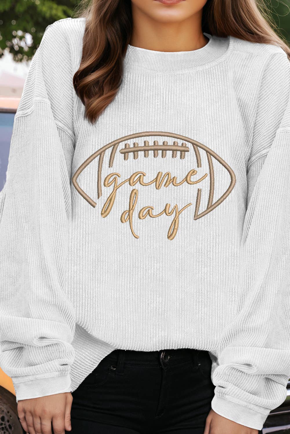 Game Day Embroidered Corduroy Sweatshirt