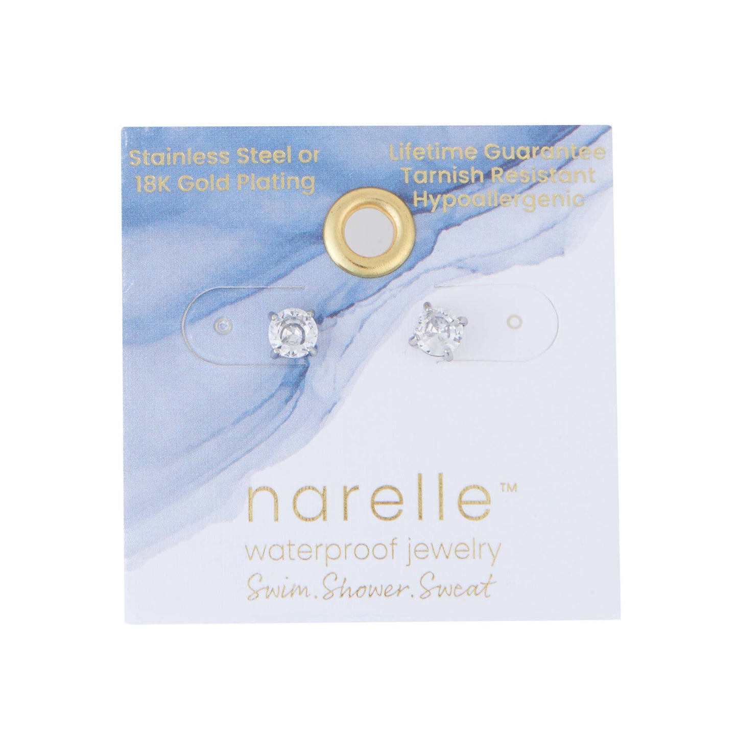 Howard's - Waterproof Earrings 5mm Round Cubic Zirconia Stud Narelle
