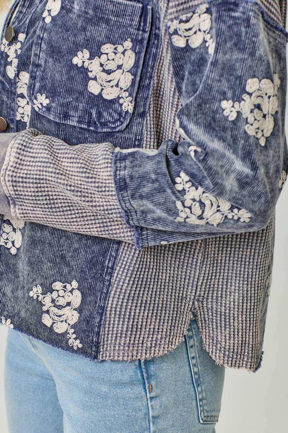 Festive Flower Embroidery Hoodie Jacket