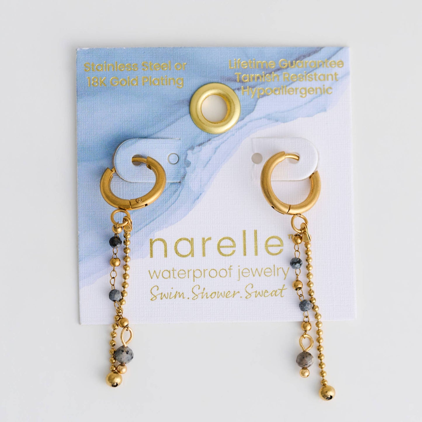 Howard's - Waterproof Earrings Hoop Apatite Beaded Narelle Gold