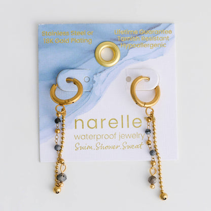 Howard's - Waterproof Earrings Hoop Apatite Beaded Narelle Gold