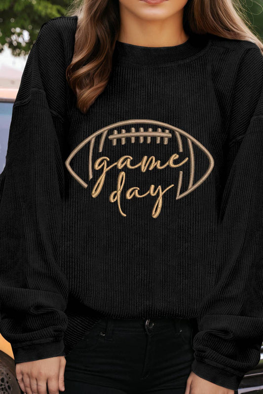 Game Day Embroidered Corduroy Sweatshirt