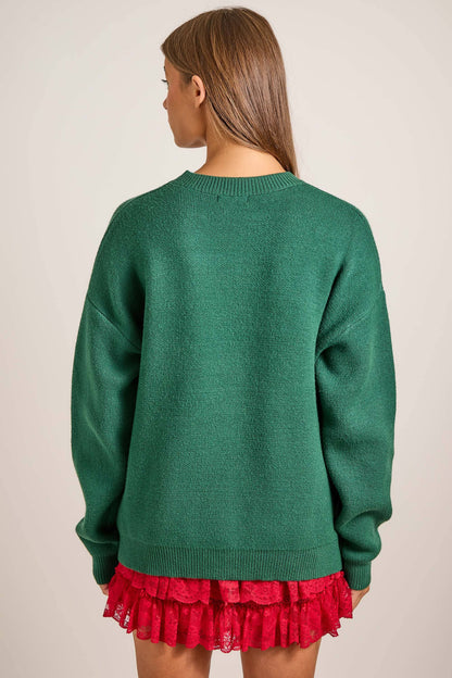 Merry Everything Knit Sweater with Wreath & Bow – Holiday