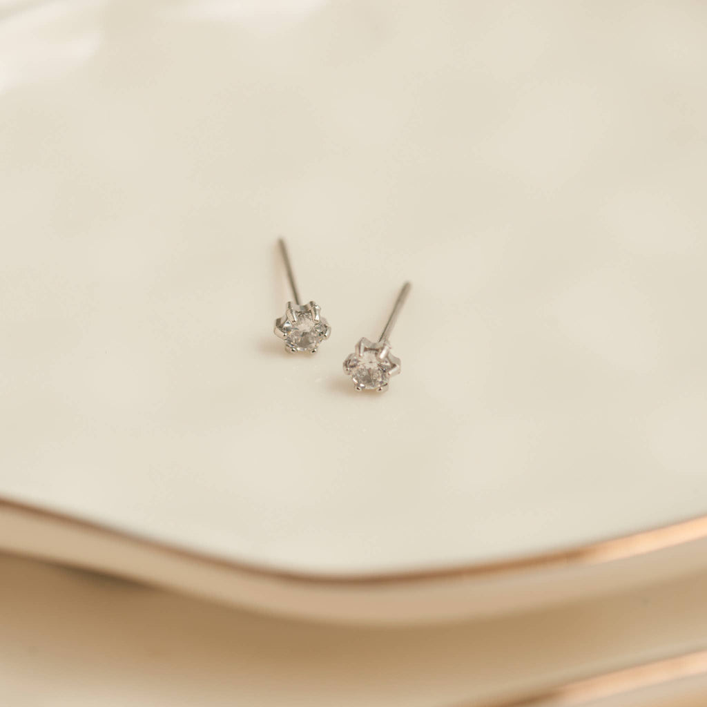 Howard's - Waterproof Earrings 3mm Round Cubic Zirconia Stud Narelle