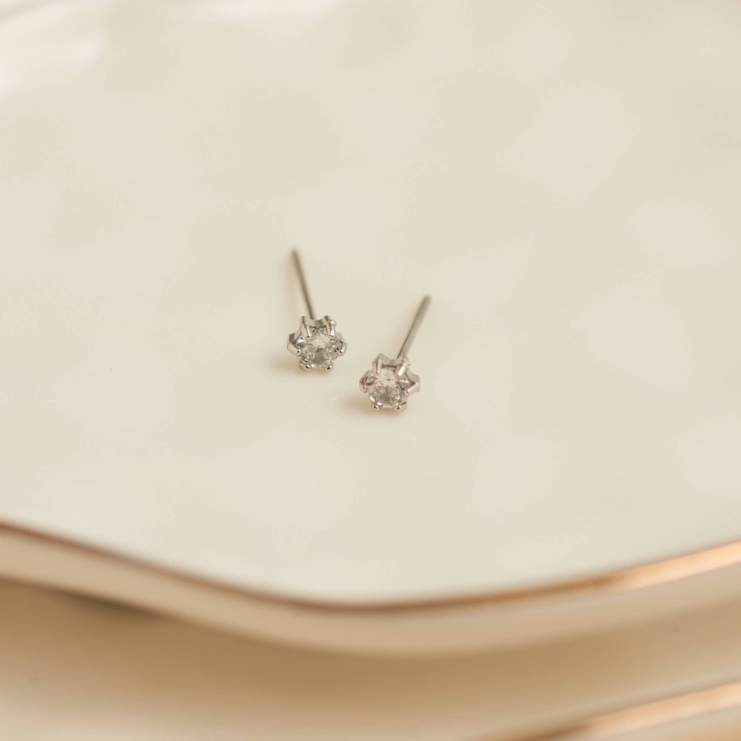 Howard's - Waterproof Earrings 3mm Round Cubic Zirconia Stud Narelle