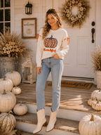 Thankful Pumpkin Graphic Tie-Sleeve Sweater-Main Strip