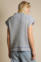 Two Tone Ribbed Knit Sweater Vest