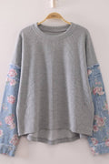 Carmen Contrast Print Sleeve Thermal Top