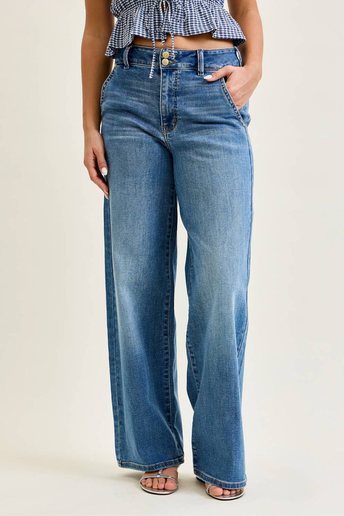 Judy Blue Jeans -HW Column w/ Trouser Styling