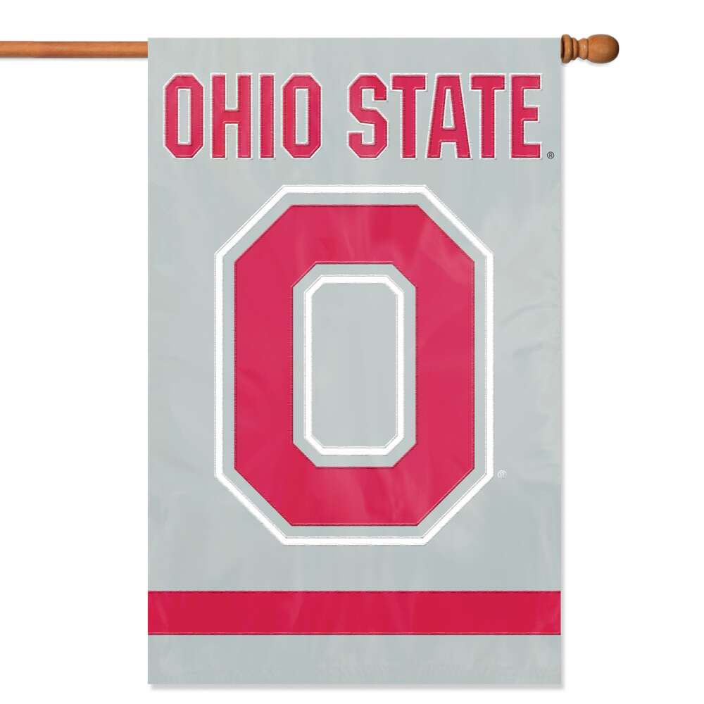 Ohio State Applique BLOCK O Banner Flag