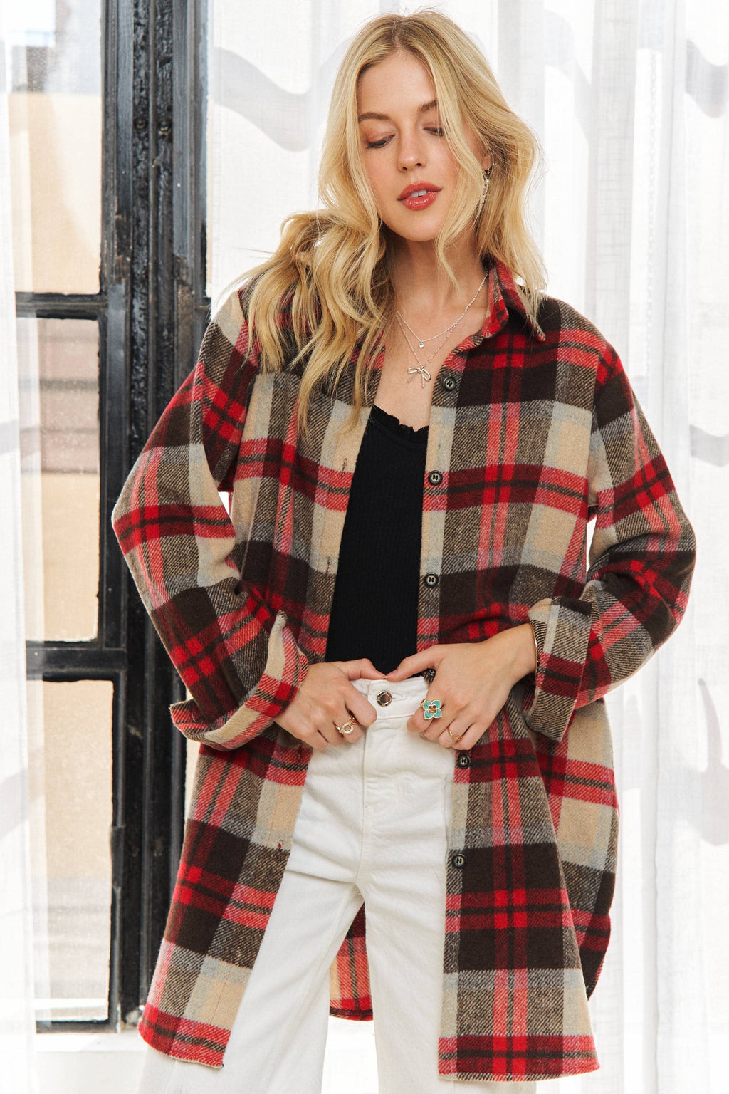 ADORA LA - CEJ1987A - CLASSIC FLANNEL SHACKET