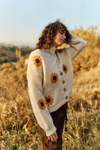 Mello. - Sunflower Embroidered V Neck Cardigan