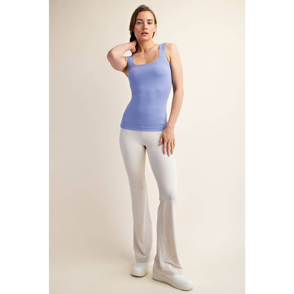 BUTTER FABRIC SQUARE NECKLINE SLEEVELESS TANK TOP