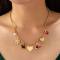 JOSSLYN by wall to wall - Christmas Snowflake bell heart stocking Necklace | 80N93335