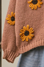 Simply Sunflower Embroidered V Neck Cardigan