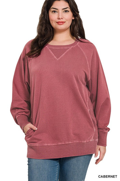 PIGMENT DYED FRENCH TERRY PULLOVER WITH POCKETS