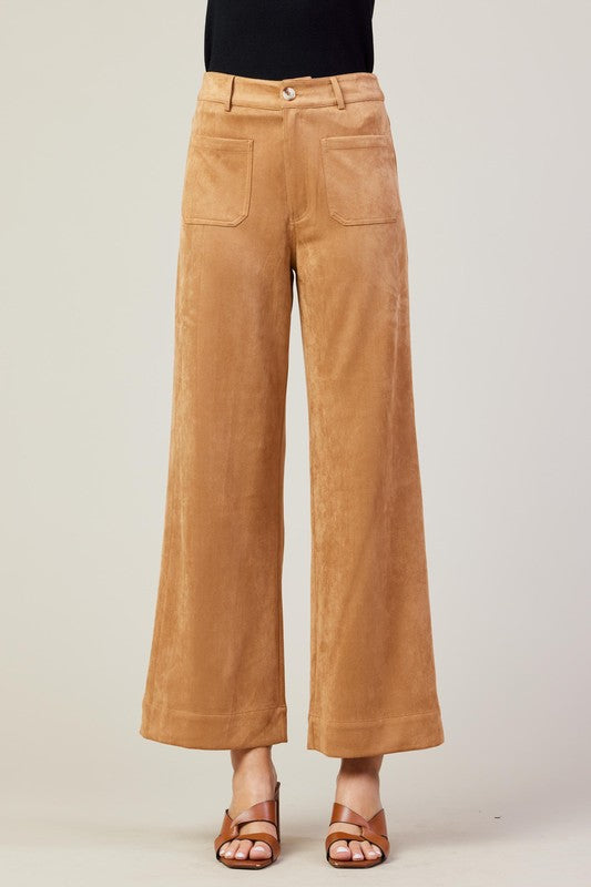 Faux Suede Wide Leg Pants