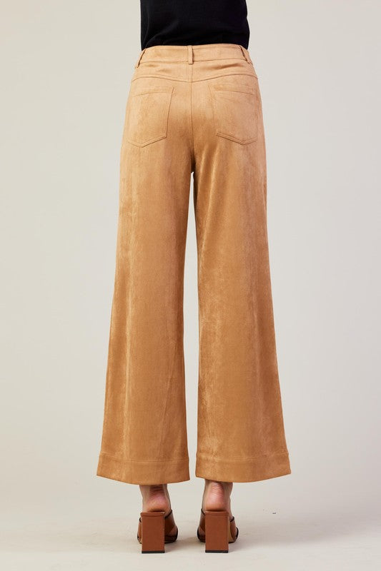 Faux Suede Wide Leg Pants