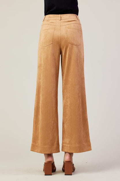 Faux Suede Wide Leg Pants