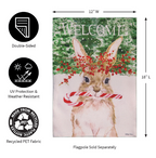 Candy Cane Rabbit Burlap House Flag