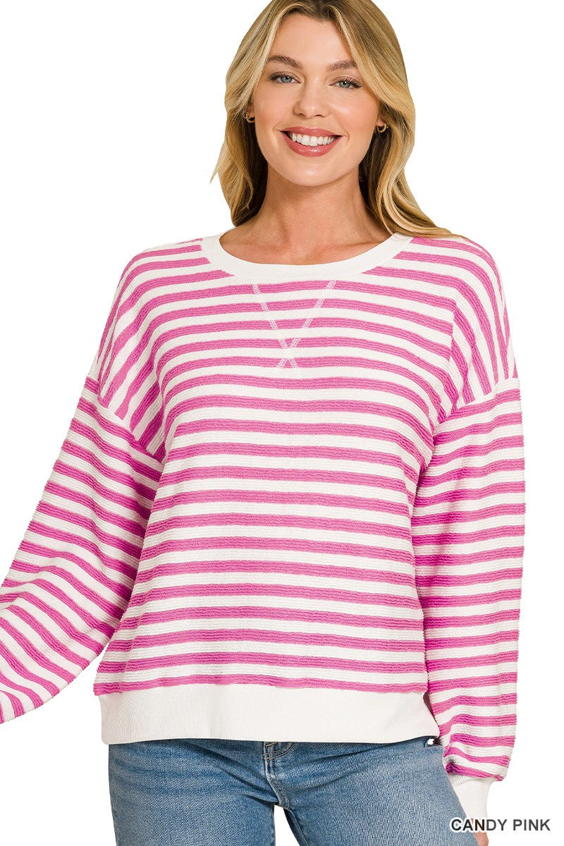 Melissa Striped Rib Banded Pullover