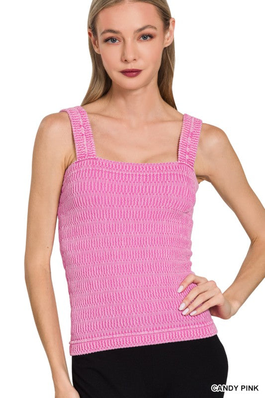 Seamless Winkle Stone Washed Tank Top