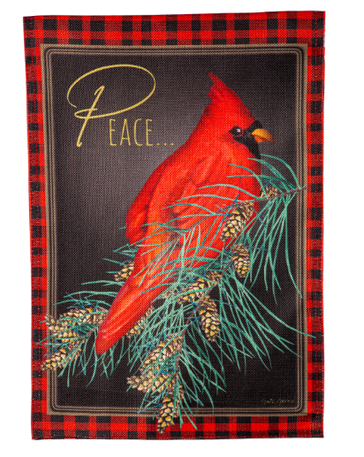 Cardinal Peace Burlap House Flag