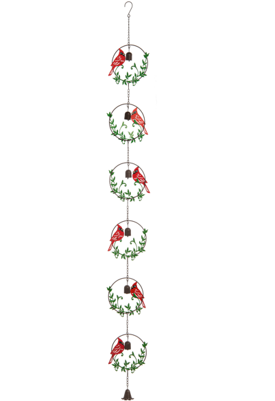 Laser Cut Cardinal Rain Chain with Bells
