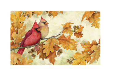 Cardinals in Fall Oak Leaves MatMate