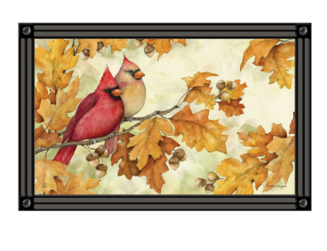 Cardinals in Fall Oak Leaves MatMate
