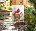 Cardinals on Wire Fence Garden Flag